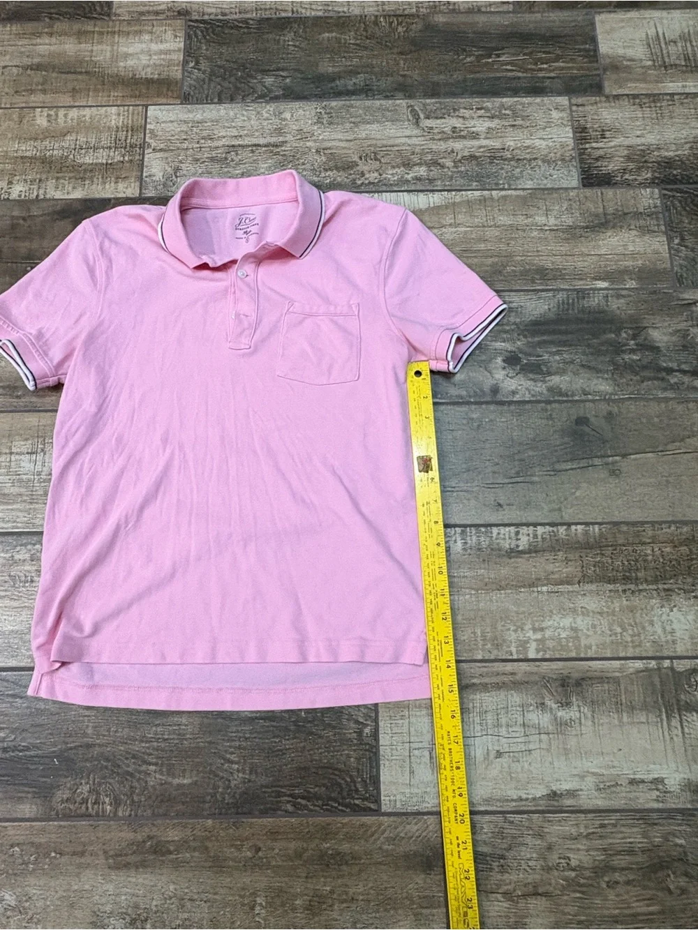 J. Crew Light Pink Polo with Chest Pocket and Contrast Tipping